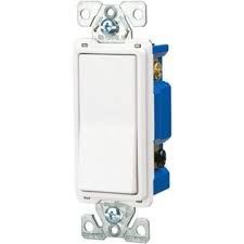 Cooper 6303W Light Switch, Decorator Rocker Switch, ThreeWay White