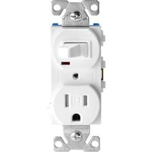 Cooper Wiring Devices 15 Amp Tamper Resistant Combination Single Pole Toggle Switch and 2 Pole Receptacle   White TR274W
