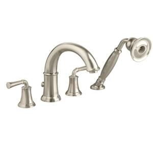 American Standard Portsmouth Deck Mount Tub Filler with Personal Shower, Lever Handles in Satin Nickel 7420.901.295