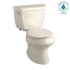 KOHLER Wellworth Classic 2 Piece 1.28 GPF Round Front Toilet with Class Five Flushing Technology in Almond K 3577 47