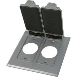 Greenfield Double Weatherproof Electrical 1.4 in. Dia. Receptacle Cover   Gray C21.42PS