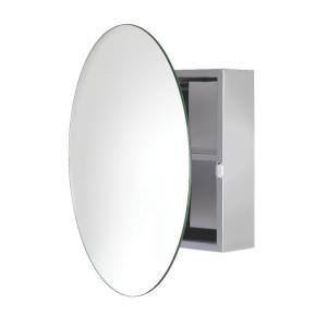 Croydex Severn 19.68 in. H x 19.68 in. W x 4.33 in. D Circular Mirror Medicine Cabinet Surface Mount Only in Stainless Steel WC836005YW