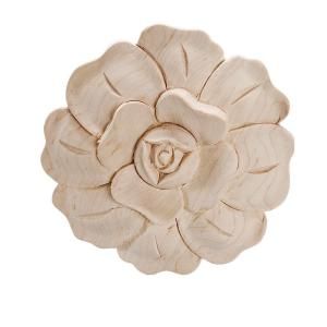 American Pro Decor 4 7/8 in. x 3/4 in. Unfinished Large Hand Carved North American Solid Hard Maple Wood Onlay Rose Wood Applique 5APD10364