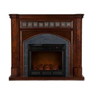 Southern Enterprises Lake Austin 45 in. Electric Fireplace in Espresso with Faux Slate DISCONTINUED FA9427E