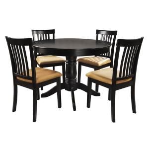 HomeSullivan 42 in. Black Round Dining Set with Mission Back Side Chairs (5 Piece) 40122D901W[5PC]715W