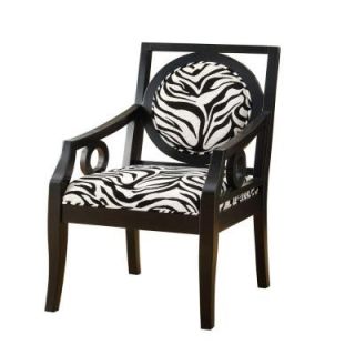 Zebra Fabric/Black Solid Wood Accent Chair I 8112