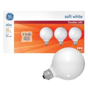 GE 40 Watt Incandescent G25 Globe Double Life Soft White Light Bulb (3 Pack) 40G25W/2L TP3/6