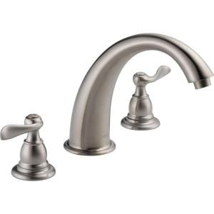 Delta Windemere 2 Handle Deck Mount Roman Tub Faucet Trim Kit in Stainless (Valve not included) BT2796 SS