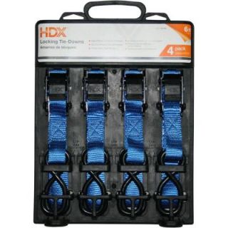 HDX 6 ft. x 1 in. Locking Tie Downs (4 Pack) FH8381