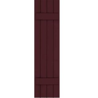 Winworks Wood Composite 15 in. x 60 in. Board and Batten Shutters Pair #657 Polished Mahogany 71560657