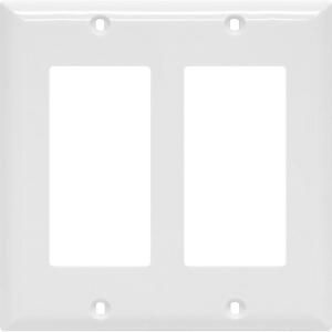 GE Nylon Dual Rocker Switch Wall Plate   White 40023