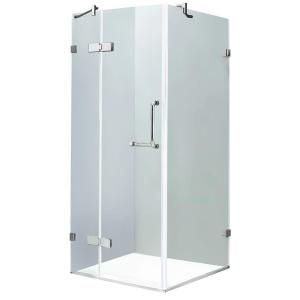 Vigo 30 1/4 in. x 30 1/4 in. x 73 3/8 in.Frameless Pivot Shower Enclosure in Chrome with Clear Glass VG6011CHCL32