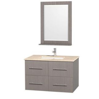 Wyndham Collection Centra 36 in. Vanity in Grey Oak with Marble Vanity Top in Ivory and Undermount Sink WCVW00936SGOIVUNDM24