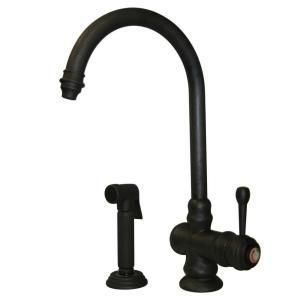 Whitehaus Single Handle Side Sprayer Kitchen Faucet in Weathered Bronze WH17666 WBRZ