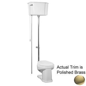 Pegasus Victoria 2 Piece 1.6 GPF Round High Tank Water Closet Toilet in White with Brass Trim 2 413WB