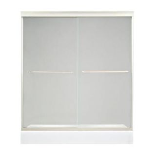 MAAX Tonik 59 1/2 in. x 71 in. Frameless 2 Panel Shower Door in Satin Nickel with Clear Glass 104184 900 171 000