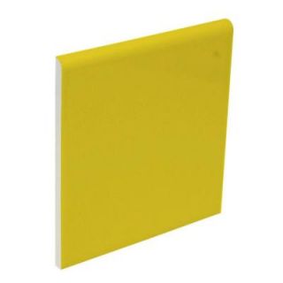 U.S. Ceramic Tile Color Collection Bright Yellow 4 1/4 in. x 4 1/4 in. Ceramic Surface Bullnose Wall Tile DISCONTINUED U744 S4449
