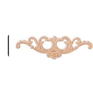 House of Fara 1/4 in. x 4 1/4 in. x 14 1/4 in. Birch Floral Scroll Accent Moulding 306