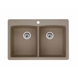 Blanco Diamond Dual Mount Composite 33x22x9.5 1 Hole Double Bowl Kitchen Sink in Truffle 441285