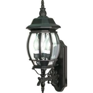 Glomar Central Park   3 Light   22 in. Wall Lantern with Clear Beveled Glass Textured Black HD 890