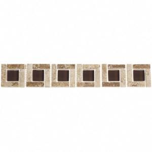 MARAZZI Tuscan Brown 2 in. x 12 in. Porcelain and Glass Listello Accent Tile UJ7R