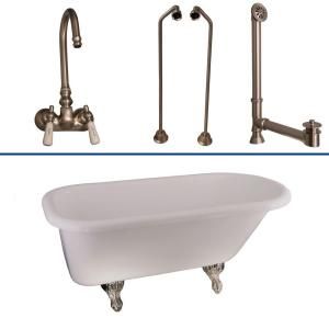 Barclay Products 5 ft. Acrylic Roll Top Bathtub Kit in White with Brushed Nickel Accessories TKADTR60 WBN4