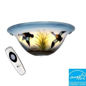 Its Exciting Lighting Wall Mount Stained Glass Half Moon with Ducks Battery Operated 3 LED Wall Sconce AMBP100