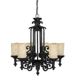 Filament Design 6 Light Wrought Iron Chandelier with Rust Scavo Glass DISCONTINUED CLI CPT203394725