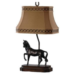 Absolute Decor 31 in. Bronze and Pecan Prancing Horse Table Lamp CVATP585
