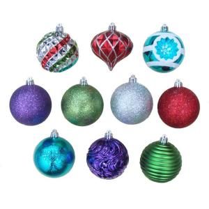 Martha Stewart Living Jingle Brights 3 in. Christmas Ornaments with Pattern (75 Pack) TSS 21019D