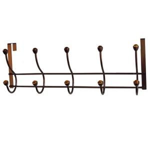 Elegant Home Fashions OTD   5 Over The Door Hooks in Rubbed Bronze with Amber Jewel HDT32804