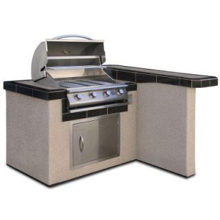 Cal Flame 4 ft. Stucco Grill Island with 4 Burner Stainless Steel Propane Gas Grill LBK 401R O H