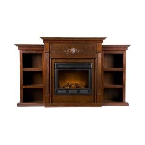 Southern Enterprises Tennyson 70 in. Electric Fireplace with Bookcases in Espresso FA8545BE