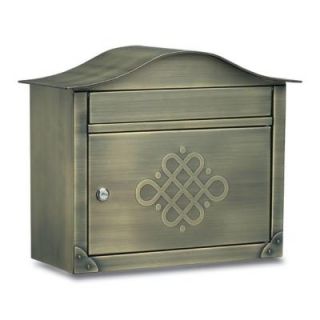 Architectural Mailboxes Peninsula Antique Brass with Eternity Embossing Wall Mount Locking Mailbox 2402ABE