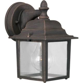 Illumine 1 Light Outdoor Painted Rust Lantern with Clear Glass Panel CLI FRT1745 01 28