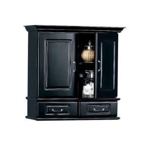 Home Decorators Collection Dexter 23 1/2 in. W Wall Cabinet in Black with Wood Doors 0100610210