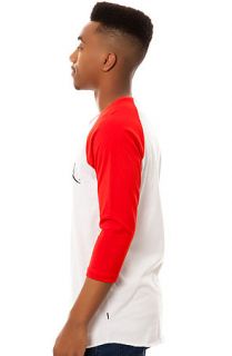 HUF Shirt Mag Raglan Tee in White and Red