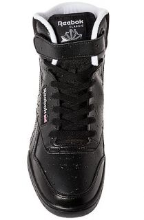 Reebok Sneaker Ex O Fit Plus Hi Sneaker in Rain, Black, and White