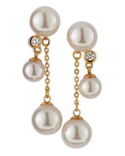 Double Drop Pearl Earrings, Ivory