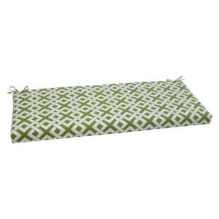 Outdoor Bench Cushion   Green/White Boxed In Geometric