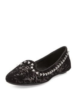 As If Sequin Spiked Flat, Black