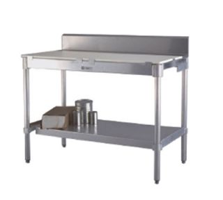 New Age Work Table w/ .63 in Poly Top & 6 in Stainless Splash At Rear, 72x24 in Aluminum