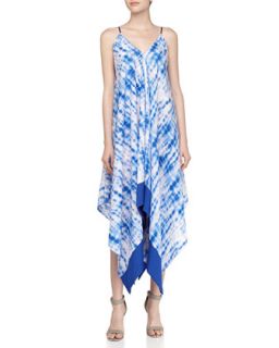 Tie Dye Handkerchief Maxi Dress, Lilac/Blue