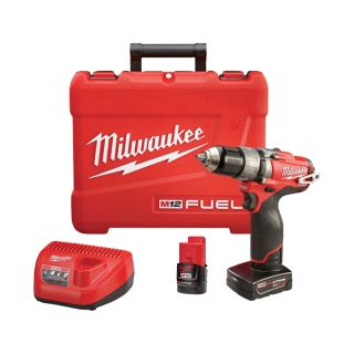 Milwaukee M12 FUEL Cordless Hammer Drill/Driver Kit   1/2 Inch Chuck, 12 Volt,