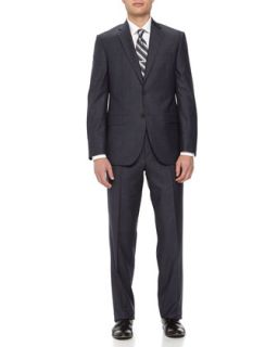 Two Piece Neat Wool Suit, Navy