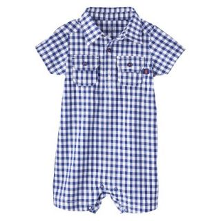Just One YouMade by Carters Boys Short Sleeve Checked Romper   Navy/White 9 M