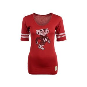 Wisconsin Badgers NCAA Womens Stripe Scoop T Shirt