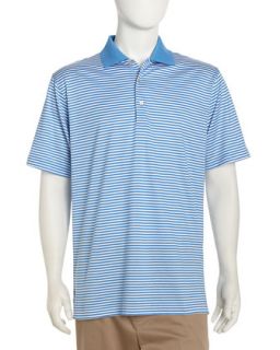 Classic Striped Golf Shirt, Marina Blue/White