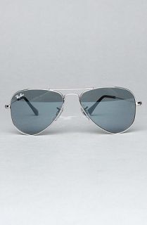 Ray Ban Sunglasses Aviator Framed tinted Silicone Nose Silver Blue