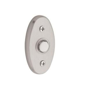 Baldwin 3 in. Oval Wired Lighted Push Button Doorbell in Satin Nickel 4858.150